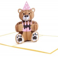 Handmade 3D Pop Up Card Teddy Bear Birthday Wedding Anniversary Valentines Day Mother's Day 1st Birthday Baby Shower Birth Card For Girlfriend Greeting